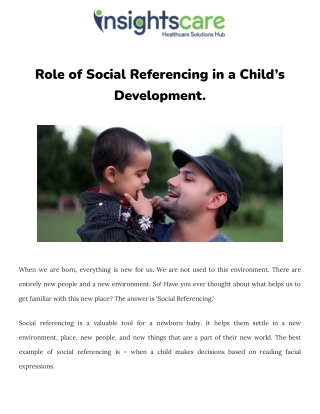 Role of Social Referencing in a Child’s Development.