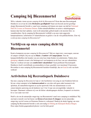 Camping Biezenmortel - Duinhoeve