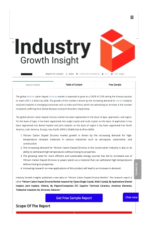 Yttrium Cation Doped Zirconia Market Report | Global Forecast To 2028