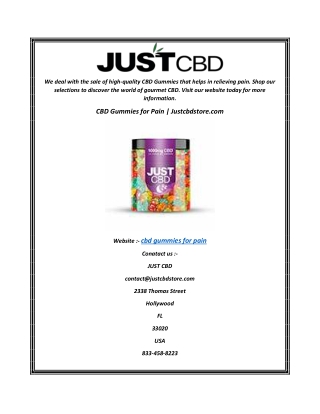 CBD Gummies for Pain Justcbdstore.com