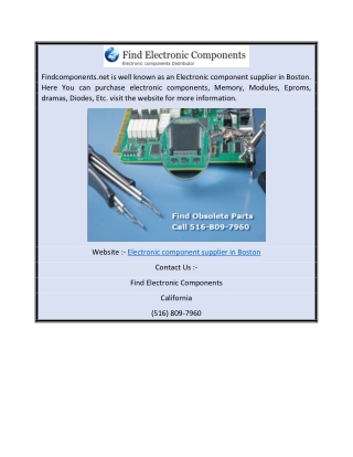 Electronic Component Supplier In Boston Findcomponents.net