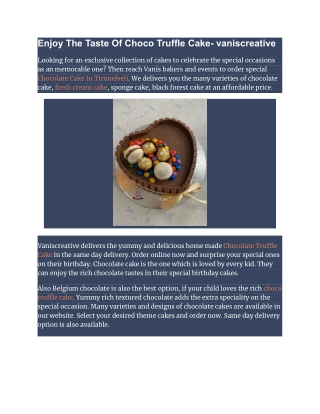 Enjoy The Taste Of Choco Truffle Cake- vaniscreative