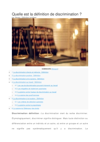Qu'est ce qu'une discrimination ?