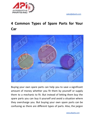 4 Common Types of Spare Parts for Your Car