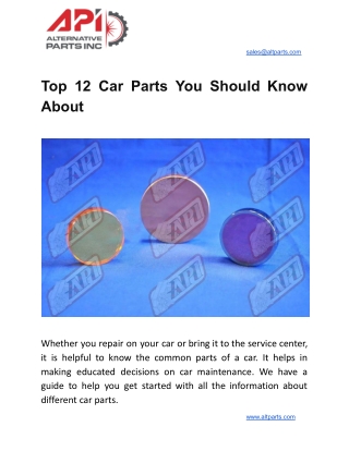 Top 12 Car Parts You Should Know About