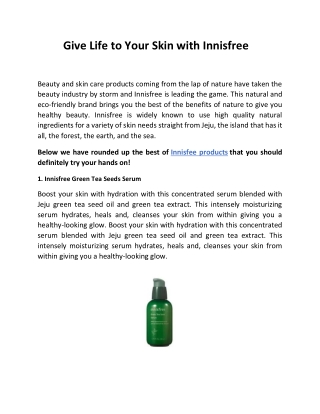 Give Life to Your Skin with Innisfree