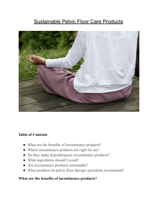 Sustainable Pelvic Floor Care Products