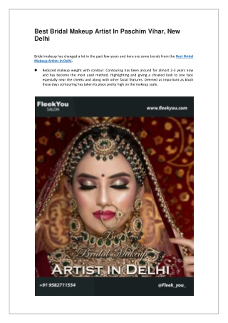Best Bridal Makeup Artist In Paschim Vihar, New Delhi