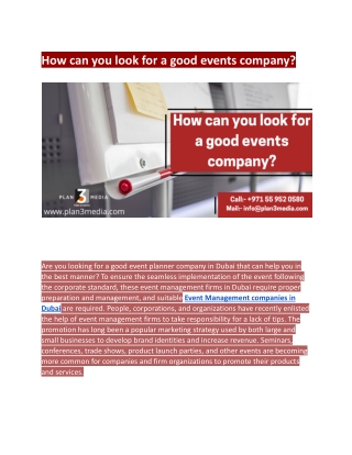 How can you look for a good events company
