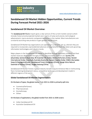 Sandalwood Oil Market Challenges and Growing Demand Analysis Till 2026