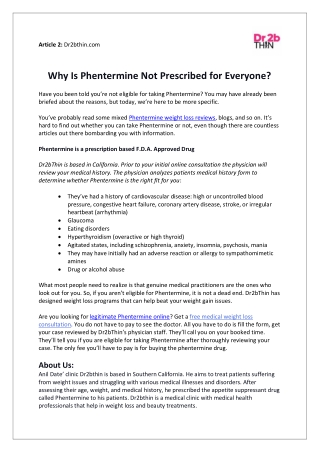 Why Is Phentermine Not Prescribed for Everyone?