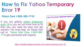 How to Fix Yahoo Temporary Error 19 - Yahoo Care 1-800–385–7116