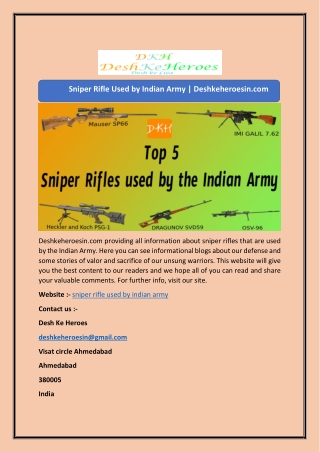 Sniper Rifle Used by Indian Army | Deshkeheroesin.com