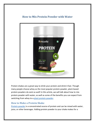 How to Mix Protein Powder With Water