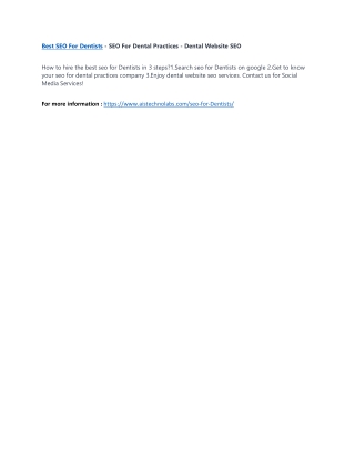 SEO For Dentists - SEO For Dental Practices - Dental Website SEO