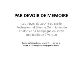 PAR DEVOIR DE MEMOIRE