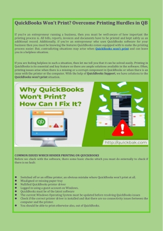 QuickBooks Won’t Print - Overcome Printing Hurdles in QB