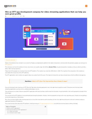 Hire OTT app development company for video streaming app