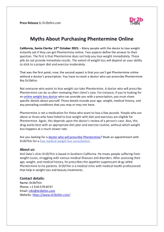 Myths About Purchasing Phentermine Online