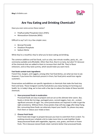 Are You Eating and Drinking Chemicals?