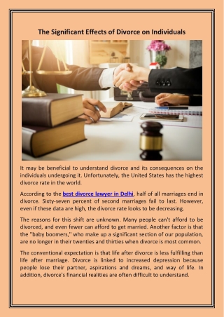 The Significant Effects of Divorce on Individuals