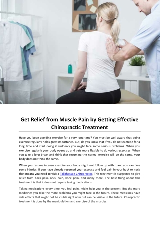Get Relief from Muscle Pain by Getting Effective Chiropractic Treatment
