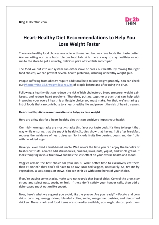Heart-Healthy Diet Recommendations to Help You Lose Weight Faster