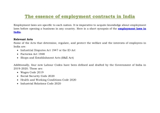 The essence of employment contracts in India