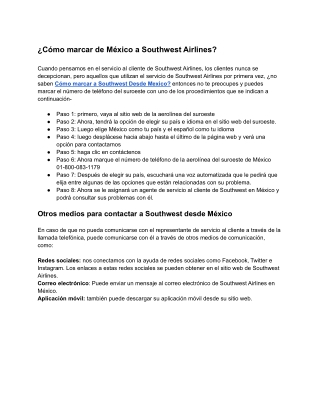 ¿Cómo llamar a Southwest Airlines desde México?