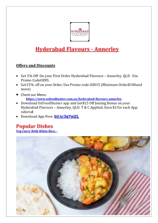 5% Off - Hyderabad Flavours Indian restaurant Menu Annerley, QLD