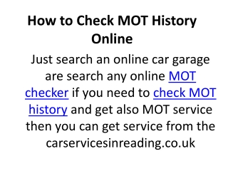 How to Check MOT History Online