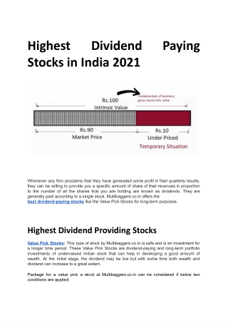 Highest Dividend Paying Stocks in India 2021