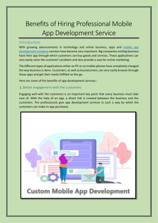 Benefits of Hiring Professional Mobile App Development Service