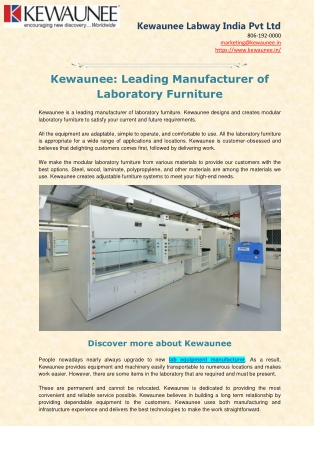 Leading Manufacturer of Laboratory Furniture