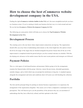 eCommerce website development company in the USA