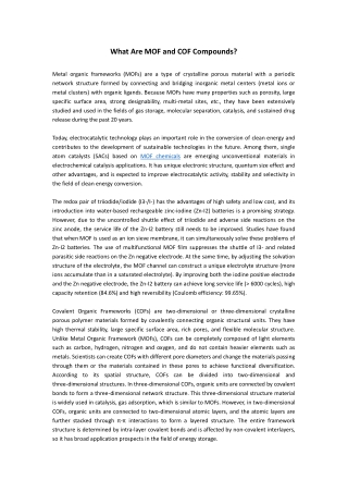 What Are MOF and COF Compounds?