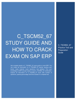 C_TSCM52_67 Study Guide and How to Crack Exam on SAP ERP