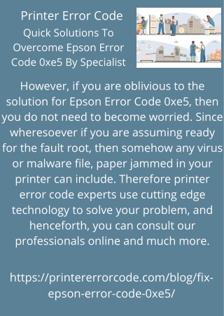 Quick Solutions To Overcome  Epson Error Code 0xe5 By Specialist