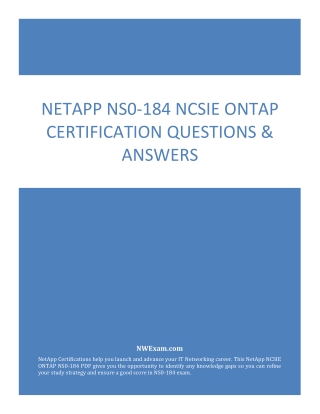 NetApp NS0-184 NCSIE ONTAP Certification Questions & Answers