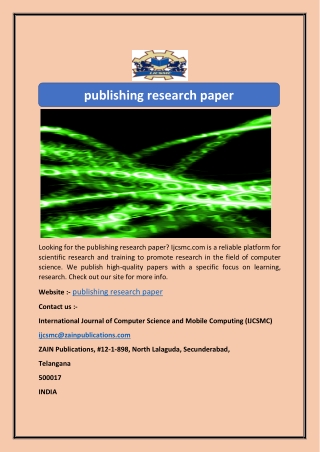 Publishing Research Paper | Ijcsmc.com