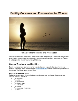 Fertility Concerns and Preservation for Women