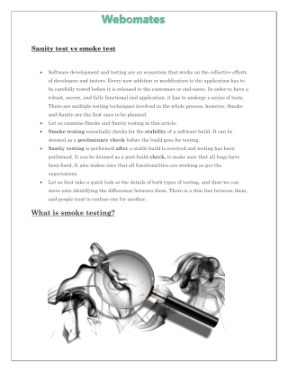 Sanity test vs smoke test