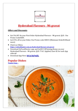 5% Off - Hyderabad Flavours Indian restaurant Menu Mt Gravat, QLD