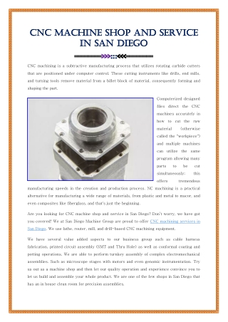 CNC Machine Shop And Service In San Diego