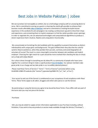 Best Jobs in Website Pakistan | Jobee