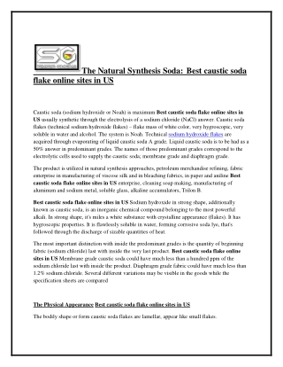 The Natural Synthesis Soda: Best caustic soda flake online sites in US