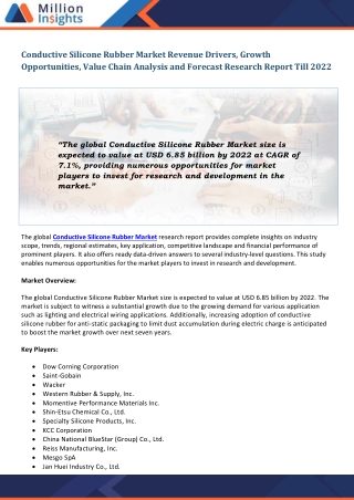 Conductive Silicone Rubber Market