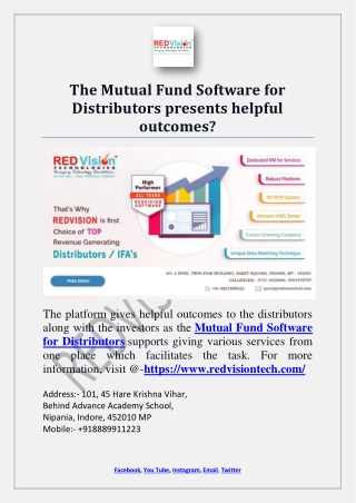 The Mutual Fund Software for Distributors presents helpful outcomes