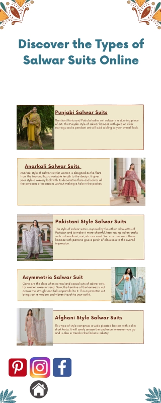 Discover the Types of Salwar Suits Online