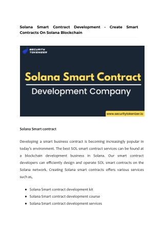 Solana Smart Contract Development - Create Smart Contracts On Solana Blockchain